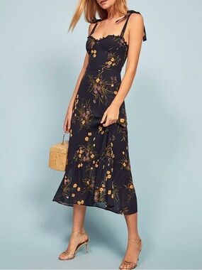 reformation tiffie midi dress Reformation | Dresses | New Reformation Tiffie Midi Dress Lace Detail Bobcat Animal Print Sz 4